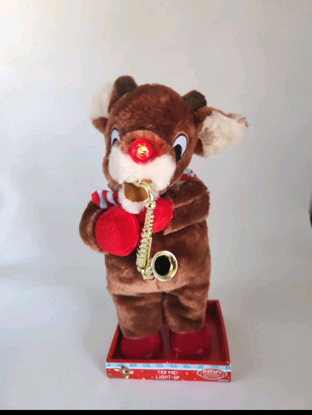 Dan Dee Rudolph Red Nose Reindeer Animated Dancing Playing Saxophone 14"